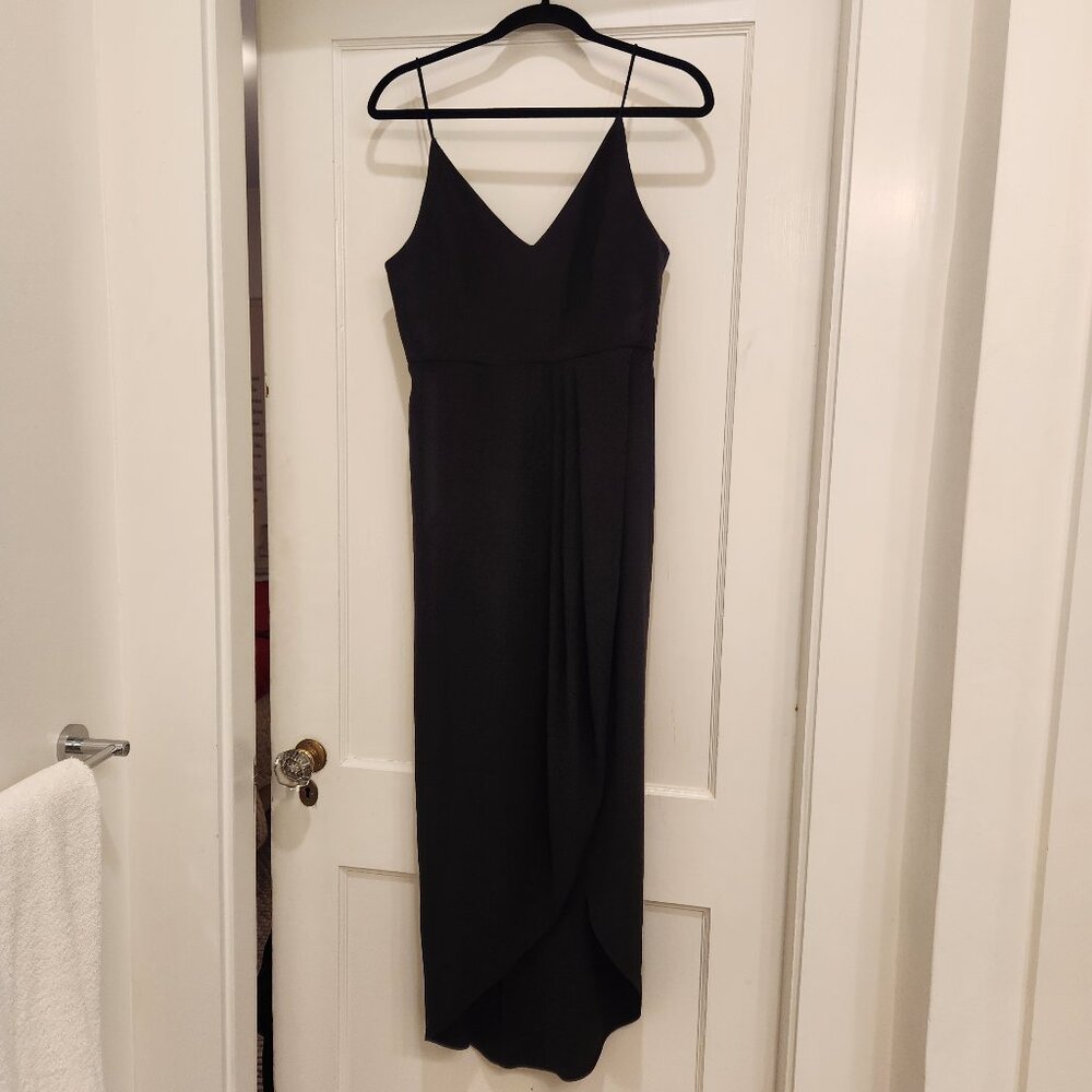 Grace Willow Black Asymmetrical Draped Dress – Elegant & Effortless
